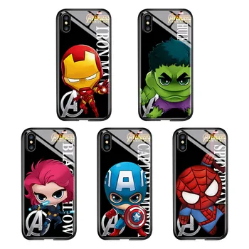 IPhone 12 11 Pro X XR XS SE 2020 Animacinių filmų Avenger Superhero Ironman žmogus-Voras Stiklo Atveju iPhone 6 6S 7 8 Padengti