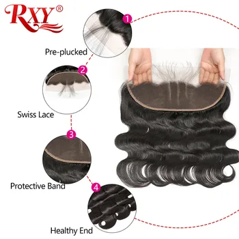 RXY Kūno Bangų Paketų Su Uždarymo Pre-nupeštos Brazilijos Žmonių Plaukų Pynimas Su Priekinės 13*4 ausies iki Ausies Remy Hair Extension