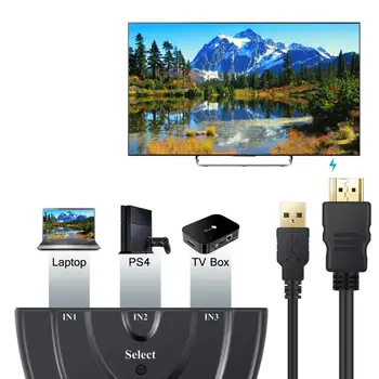 AMKLE HDMI Splitter Adapterio Kabelis, 1080P HDMI HUB USB PD 3in-1out Switcher HDTV Xbox PS3, PS4 DVD, TV BOX ir t.t