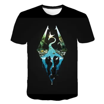 The Elder Scrolls V SKYRIM 3D Print T-shirt Žaidimas Vyrai Moterys Mados O-Kaklo trumpomis Rankovėmis Marškinėliai Hip-Hop Streetwear Tees Viršūnes Vyras