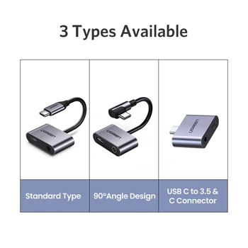 Ugreen USB C Jack 3.5 C Tipo Kabelio Adapteris USB C Tipo 3.5 mm AUX Ausinės Konverteris Huawei 30 Mate 30 Pro Xiaomi Mi 8 9
