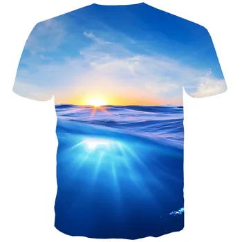 UNEY Dekoracijos Marškinėliai Paplūdimys Tapybos MUMS Dydžio Marškinėlius Marškinėlius Vyrus/Moteris, trumpomis Rankovėmis Apvalios kaklo Viršūnes La Tees