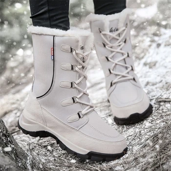 JIANBUDAN didelio dydžio moteriški žieminiai neperšlampami sniego batai Pliušinis šiltas atsitiktinis Moterų medvilnės batai Lauko sniegas high batai 35-42