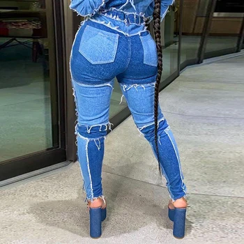 Hirigin Seksualus Kratinys Džinsų Kišenėje Moterų Aukšto Juosmens Pieštuku Džinsinio audinio Kelnės Moterų Hip-Hop Streetwear Mygtuką Atsitiktinis Džinsus calça