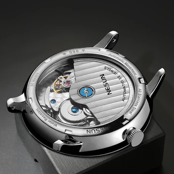 Šveicarija Prabangos Prekės ženklo Žiūrėti Vyrų Mechaninė Automatinė vyriški Laikrodžiai NESUN sSapphire Energijos Rodyti Šviesos Vandeniui N9605-2