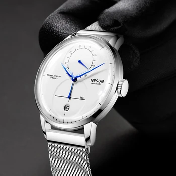 Šveicarija Prabangos Prekės ženklo Žiūrėti Vyrų Mechaninė Automatinė vyriški Laikrodžiai NESUN sSapphire Energijos Rodyti Šviesos Vandeniui N9605-2