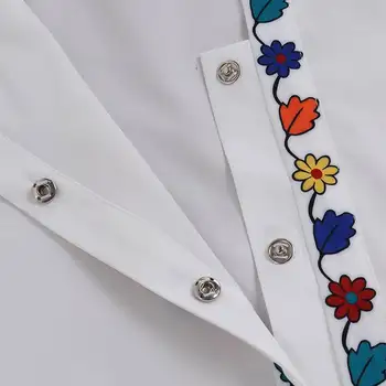 Bohemijos Moterų Rudenį Palaidinė 2021 ZANZEA Atspausdinta Marškinėliai Sluoksniuotos Rankovėmis Marškinėliai Moteriška Gėlių Blusas Moterų Mygtuką Tunika Viršūnes 5XL
