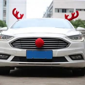 Kalėdų Automobilių Didelis Elnių Tika Nosies, Mielas, Dekoro Transporto Priemonės Nosies Ragų Kostiumas Nustatyti Kalėdų Automobilių Puošimas Ornamentais