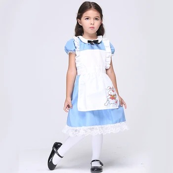 Vaikai Vaikai Helovinas Drabužiai Alice In Wonderland Kostiumas Maid Lolita Fancy Dress Cosplay Suknelės Kūdikių Mergaitės