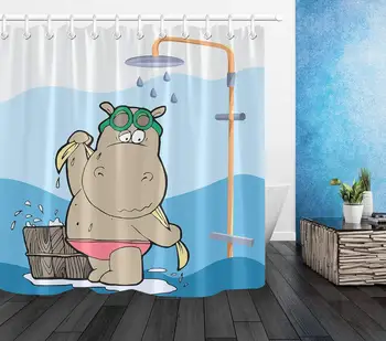 Mielas Vaikams, Cartoon Juokinga Begemoto Atsižvelgiant Dušas Dizaino Vonios Deocr