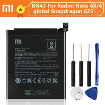 Xiao Xiaomi Mi BN43 Telefono Baterija Xiao mi Redmi Note4X Hongmi Pastaba 4X Standartinė Versija Redrice BN43 4000mAh Originalas +Įrankis