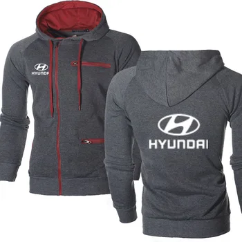 Vyrai Hoodies Hyundai Automobilių Logotipas Spausdinti Atsitiktinis HipHop Harajuku ilgomis Rankovėmis Fleece šilti Megztiniai su Gobtuvu Vyriškos striukės užtrauktukas
