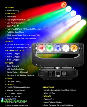 Profesionalus LED Plauti Juda Šviesos Žibintas 5x20W RGBW 4IN1 LED Šviesos DMX DJ Kalėdų Vakarėlį Vieta Parodyti Scenos Šviesos