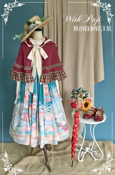 Mori Saldus princesė lolita dress aukšto juosmens viktorijos suknelė senovinių nėrinių bowknot lotus lapų kawaii girl gothic lolita loli biuras