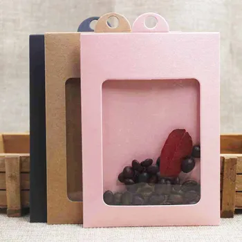 20pcs kraft/black/pink džiaugtis/dovanų/ saldainių pakuotės& langas pakaba box 