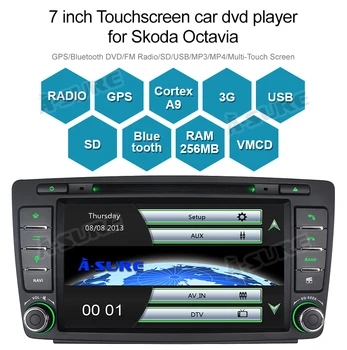 A-Tikri Automobilių daugialypės terpės Grotuvas, 2 Din Auto Radijas Stereo DVD GPS Navigacija SKODA Octavia Fabia Yeti 