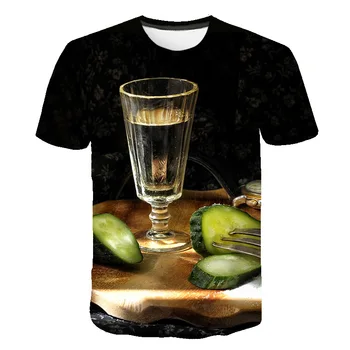 Vyrai T-Shirt 3D Vyno taurė Spausdinti Vasaros Viršūnes Mados Atsitiktinis Vyrų Drabužiai trumparankoviai Grafinis T Marškinėliai Viršuje Tees 6XL
