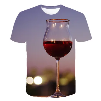 Vyrai T-Shirt 3D Vyno taurė Spausdinti Vasaros Viršūnes Mados Atsitiktinis Vyrų Drabužiai trumparankoviai Grafinis T Marškinėliai Viršuje Tees 6XL