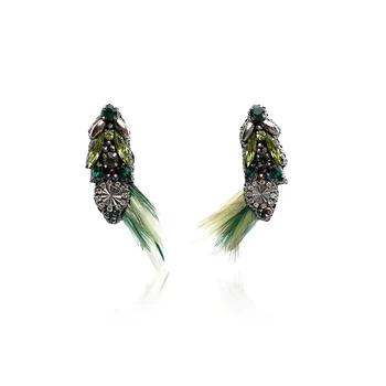Amorita boutique Žalia plunksnuočių šviežių auskarai