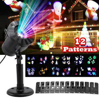 1/12 Modeliai LED Lazerinis Projektorius Snaigės Disco Šviesos Kalėdų Vakarėlį dega Sode Vandeniui Kalėdų Dekoracijos