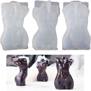 3PCS 3D Deivė Kūno Formos Silicio Pelėsių,Seksualus Modelis Kūno Stovėti Papuošalai Dervos Pelėsių,blizgančios Veidrodis, Blizga Pelėsių, Paveikslas, Figuri