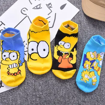 Kojinės Moterims, Vyrams Unisex Streetwear Animacinių Filmų Pack Kojinės Sesame Street Kojinių Rinkinį Simpsonų Harajuku Mielas Medvilnės Kojinės 4 Poros 1 Daug