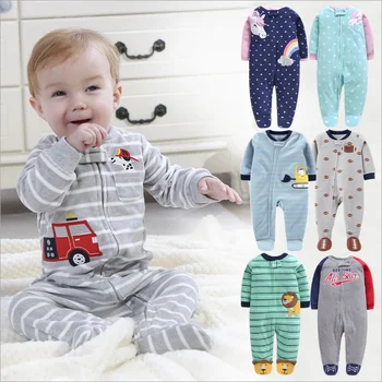 Trumpasnapė Šiltas Kūdikiams 2020 M. Pavasarį, Rudenį Micro Polar Fleece Karšto Šiltas Baby Kūdikių Pižama jumpsuits Sleepwear 0/3-12M