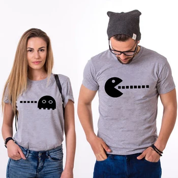 Marškinėliai Pora Drabužių Marškinėlius Pacman Vyras ir Žmona, T-shirt Pacman Grafinis Juokinga T marškiniai, Valentino Vestuvių Dovana Vyrui