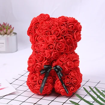 25cm Teddy Rose Turėti Dirbtinių Gėlių, Rožių Bear Kalėdinė Dekoracija Namuose Valentino