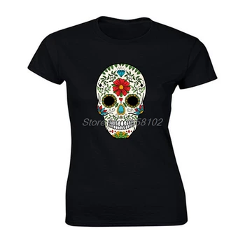 Meksikos Kaukolė Medvilnės Marškinėliai moterims trumpomis Rankovėmis Viršūnes Marškinėliai Naujas Vasaros O-Kaklo Drabužiai, Marškinėliai, Hip-Hop Harajuku Tees