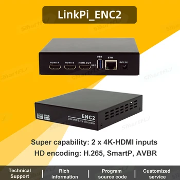 Nuorodą Pi ENC2 Hisilicon Hi3531DV100 HDMI/NDI Kodavimo Dekodavimo HD H. 265+smartP AVBR/RTMP/RTSP/ONVIF Live Transliacijos YouTube, Facebook