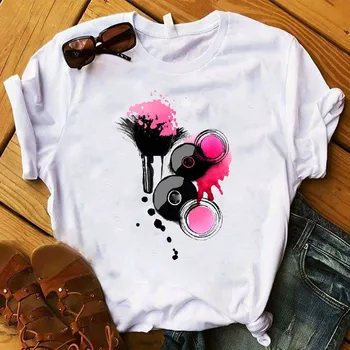 Moterys T Moterų Grafikos 3D nagu Dažų Spalvų Mados Mielas Išspausdintas Viršų Marškinėlius Moterų Marškinėliai, Moteriški Drabužiai, marškinėliai