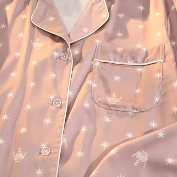 QWEEK Namų Drabužiai Moterims Satino Pižama Sleepwear Spausdinti Pyjama Femme ilgomis Rankovėmis Pijama Mujer Pizama 2020 m.