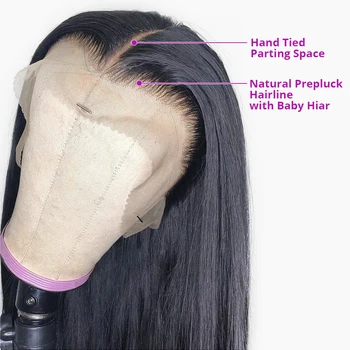 Brazilijos Tiesiai Nėriniai Priekiniai Žmogaus Plaukų Perukai Moterims 13x4 Nėriniai Priekinio Perukai Žmogaus Plaukų Prieš Nupeštos Su Kūdikio Plaukų, 30 Colių Perukas