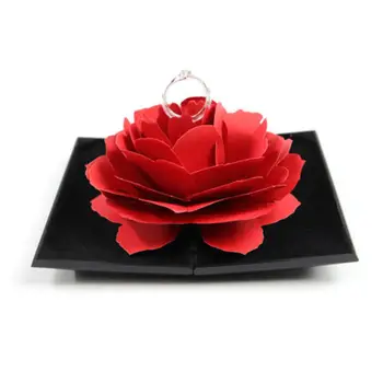 Naujas Creative 3D Pop-Up Rožės Žiedas Lauke Vestuvės Vestuvinis Papuošalų Laikymo Turėtojas Atveju, Virimui