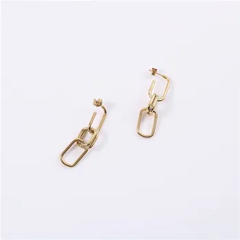SOMMAR Mados Naujus Markės Dizaino Luxurio 18KGP Aukso Užpildytas Mergautinė stud auskarai dviejų kvadratų moterų auskarai, juvelyriniai dirbiniai