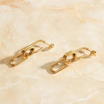 SOMMAR Mados Naujus Markės Dizaino Luxurio 18KGP Aukso Užpildytas Mergautinė stud auskarai dviejų kvadratų moterų auskarai, juvelyriniai dirbiniai