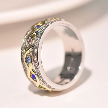 Mados Išskirtinį Žiedų Moterų Retro Moterų Spalvotų Kristalų Žiedas Papuošalai Prabangos Ponios, Šaliai, Papuošalai