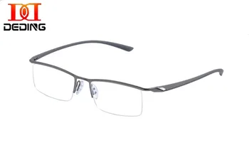 DEDING Super Slim šventykla eyeglasse Mens pusė ratlankio akiniai Metalo Optinis Rėmas Trumparegystė objektyvas Mens Recepto Rėmo DD1459