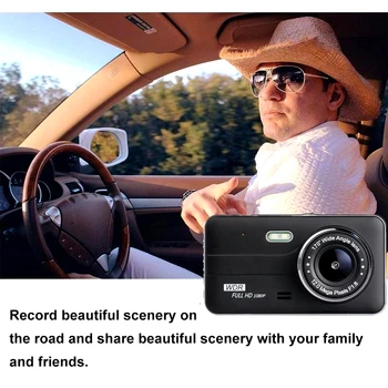 Automobilio Vairavimas Diktofonas, 4 Colių IPS HD full HD 1080P Automobilių DVR 4 Colių IPS Ekraną, Car Camera, Dual Lens Brūkšnys Cam Vairuotojo Vaizdo įrašymas