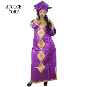 Afrikos suknelės moterims mados dizaino naujosios afrikos heidi bazin siuvinėjimo dizaino suknelė ilga suknelė su skara du kompiuterius, vieną rinkinį A261#