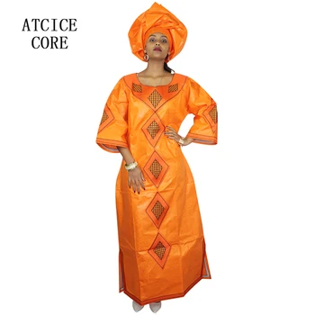 Afrikos suknelės moterims mados dizaino naujosios afrikos heidi bazin siuvinėjimo dizaino suknelė ilga suknelė su skara du kompiuterius, vieną rinkinį A261#