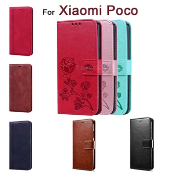 Poco X3 NFC Flip Case For Xiaomi Poco X2 M2 Pro F2 Pro Dangtelį PU Odos Piniginės 