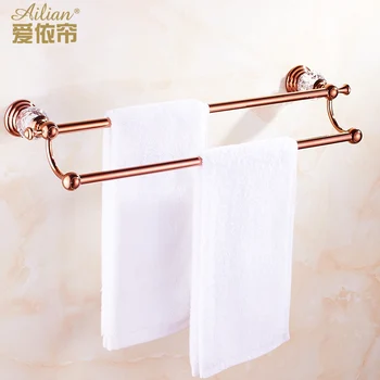 Rose Aukso Jade rankšluostį rack / vonios rankšluosčių džiovykla nustatyti Europos stiliaus vonios kambarys aparatūros pakabukas nustatyti kristalų vonios aksesuarų rinkinys