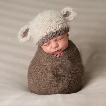 Kawaii nėrimo kūdikių megzti skrybėlę žiemą šiltas ausis bžūp kūdikių fotografija rekvizitai naujagimiai, fotografijos reikmenys