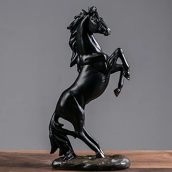 Šuoliais Arklio Statula Namų Dekoro Šiuolaikinių Arklių Statulėlės Skulptūra Biuro Apdailos Amatų Juoda