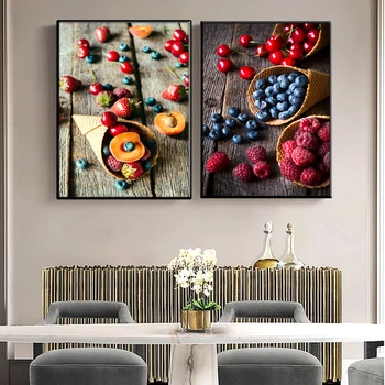 Modernus restoranas apdailos gurmanų virtuvė plakatas mėlynių vaisių spausdinti jam prilygintą išsilavinimą meno drobė desertas dekoravimas, tapyba nuotraukos