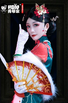 HSIU žaidimas tapatybės v cosplay perukas Crimson Michiko Cosplay Kostiumų Naujų Odos Trylika Niang Seksualus Cheongsam