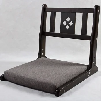 Zaisu Japonų Medinės Legless Grindų Kėdės Sulankstomos Kojos Tatamio Kambarys Laisvalaikio Tingus Kėdės Pagalvėlės Sėdynės Namų Interjero Juoda Apdaila