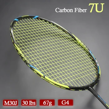 Ultra Light 7U 67G Suverti Badmintono Raketės M30J Anglies Pluošto, Profesionalios Raketės 24-30LBS G4 Raketės Su Greičio Sporto Krepšiai